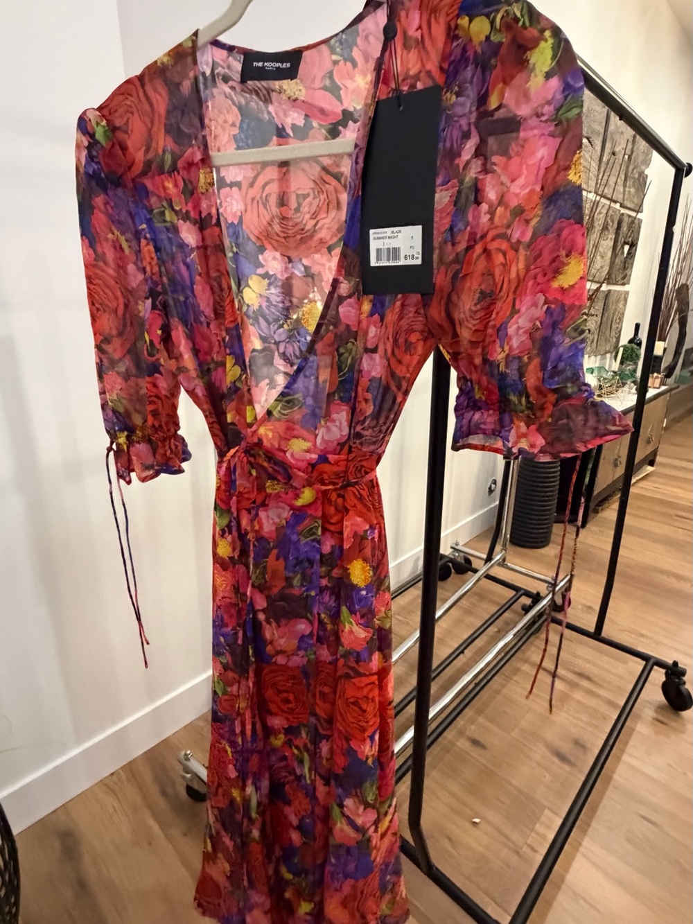 The Kooples Red & Purple Floral Wrap  Dress